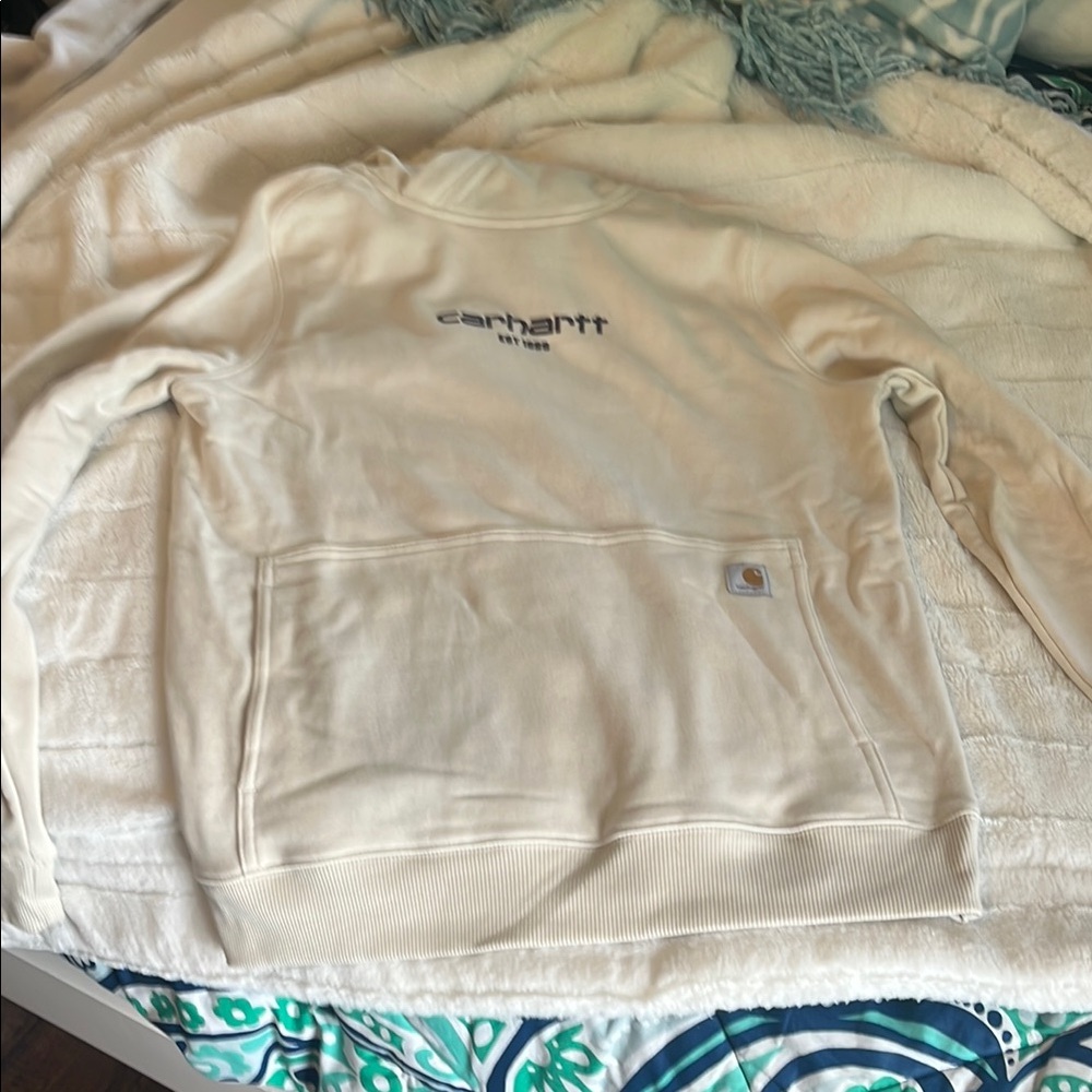 Carhartt Cream Crewneck Sweater Soft Cotton Classic
